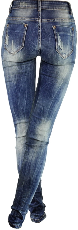 Spodnie Damskie Jeans Slim-Fit SKINNY Przecierane Dekatyzowane Stan Normalny model #S003 na Wiosnę Lato Jesień Zimę w sklepie FASHIONAVENUE.PL 