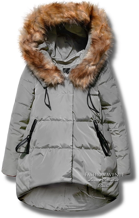 kurtka damska parka ocieplana asymetryczna futerko zamek napy zimowa wiosenna model #104 lewandowska fashionavenue.pl