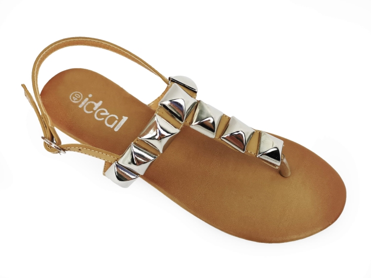 Modne Klapki Sandały Japonki Rock Stud Nity Ćwieki Dżety #9648 Camel na Lato w sklepie FASHIONAVENUE.PL Promocja Wyprzedaż