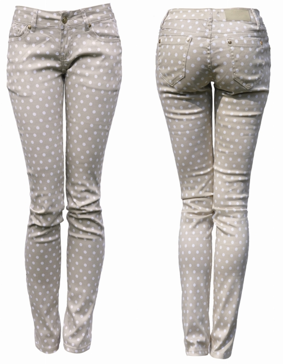 Spodnie Damskie w Groszki RURKI Dopasowane Kobiece model #153 na Wiosnę Lato Jesień Zimę w sklepie FASHIONAVENUE.PL
