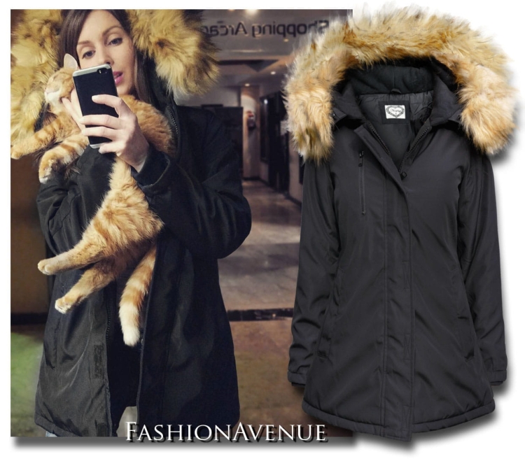 Modna Elegancka Kurtka Damska Ocieplana Kaptur z Futerkiem Jenota Prosta Hit Najnowszy Model na Wiosnę Jesień Zimę 2018 model #119 Promocja w sklepie FASHIONAVNUE