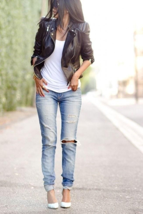 Modna Kurtka Damska Ramoneska Motocyklowa Rockowa Zameczki Przeszycia Wiosna Jesień 2018  Nowy Model #100 Promocja w Sklepie FASHIONAVENUE.PL Moto Biker Jacket