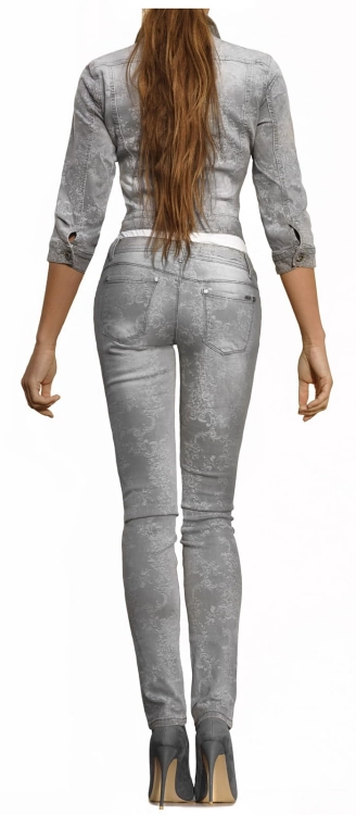 Spodnie Damskie Jeans Denim Dopasowane Rurki Kobiece Szare Ornamenty model #512 na Wiosnę Lato Jesień Zimę w sklepie FASHIONAVENUE.PL
