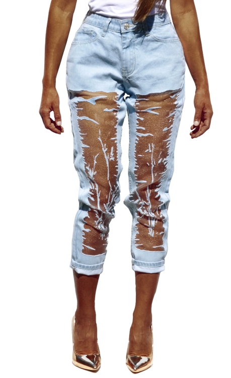 Modne Spodnie Damskie DOYFRIEND Jeans Denim  Tiul Dziury Wysoki Stan  Wiosna Lato Jesień model LG196 FASHIONAVENUE.PL Promocja