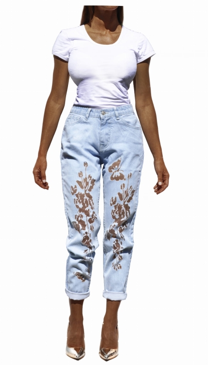 Modne Spodnie Damskie BOYFRIEND Jeans Denim Tiul Dziury Wysoki Stan  Wiosna Lato Jesień model LG199 FASHIONAVENUE.PL Promocja