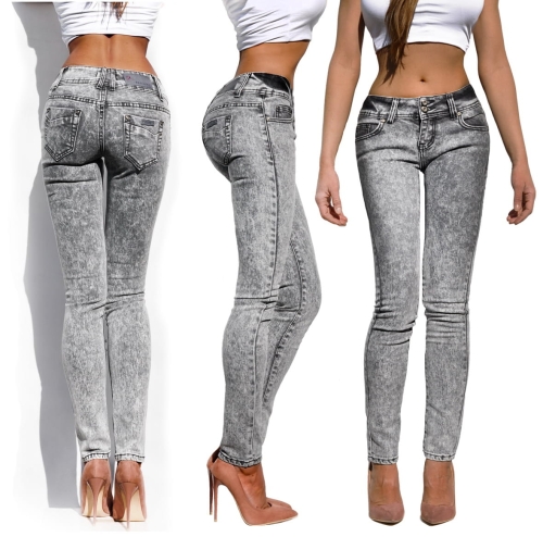 Spodnie Damskie Jeans Denim Dopasowane Rurki Kobiece Szare model #504 na Wiosnę Lato Jesień Zimę w sklepie FASHIONAVENUE.PL