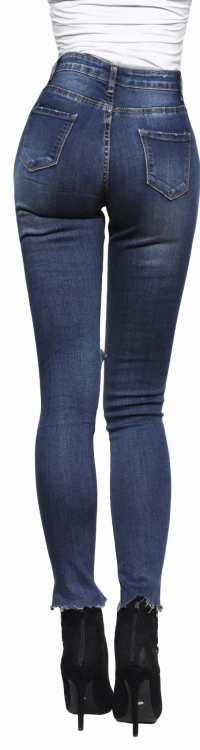 Modne Spodnie Damskie Jeans Denim Dopasowane Rurki Dziury Wiosna Lato Jesień model #M811 FASHIONAVENUE.PL Promocja