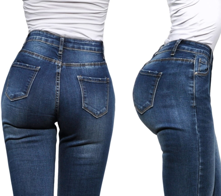 Modne Spodnie Damskie Jeans Denim Dopasowane Rurki Dziury Wiosna Lato Jesień model #M811 FASHIONAVENUE.PL Promocja