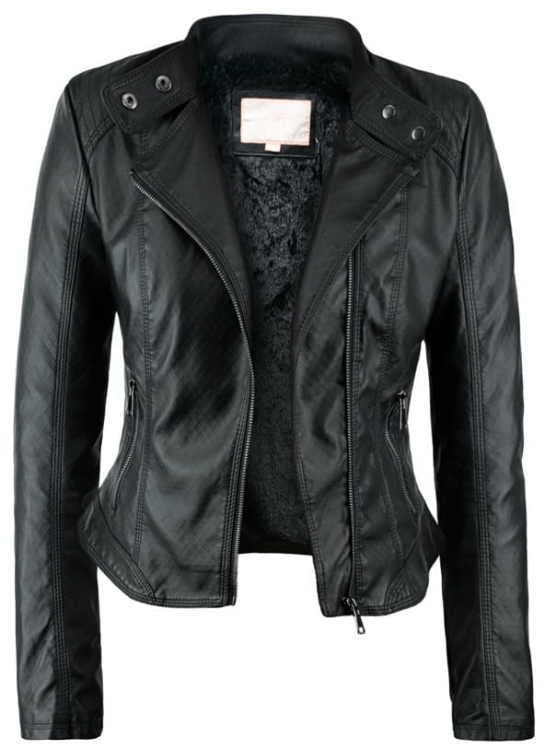 Najmodniejsza kurtka damska wiosenna jesienna 2017  typu ramoneska ze skóry wytłaczanej z ciepłym misiem kołnierz stójka model #90 Promocja w sklepie fashionavenue.pl Wyprzedaż