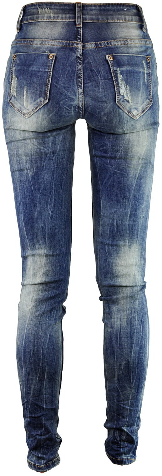 Spodnie Damskie Jeans Slim-Fit SKINNY Przecierane Dekatyzowane Stan Normalny model #S003 na Wiosnę Lato Jesień Zimę w sklepie FASHIONAVENUE.PL 