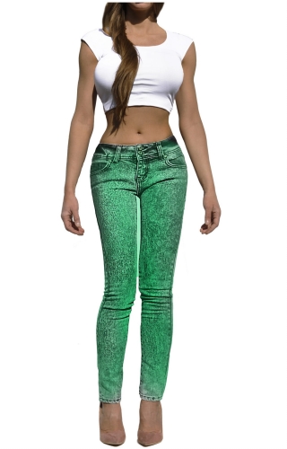 Spodnie Damskie Jeans Denim Dopasowane Rurki Kobiece Zielone model #503 na Wiosnę Lato Jesień Zimę w sklepie FASHIONAVENUE.PL