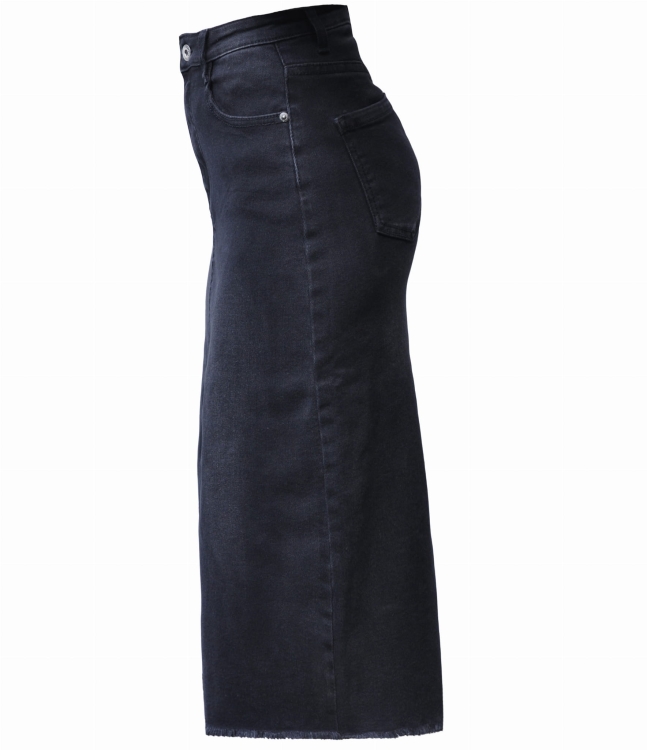 Modna Spódnica Jeans Denim Ołówkowa z Rozcięciem i Kieszeniami Wyjasniana Wiosna Lato Jesień model #03781 Promocja w Sklepie FASHIONAVENUE.PL