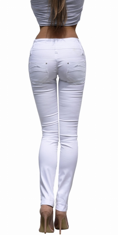Spodnie Damskie Jeans Denim Białe Dopasowane Rurki Kobiece model TR-0355 na Wiosnę Lato Jesień w sklepie FASHIONAVENUE.PL