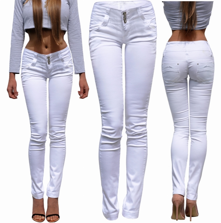 Spodnie Damskie Jeans Denim Białe Dopasowane Rurki Kobiece model TR-0355 na Wiosnę Lato Jesień w sklepie FASHIONAVENUE.PL