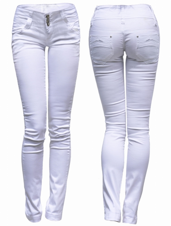 Spodnie Damskie Jeans Denim Białe Dopasowane Rurki Kobiece model TR-0355 na Wiosnę Lato Jesień w sklepie FASHIONAVENUE.PL