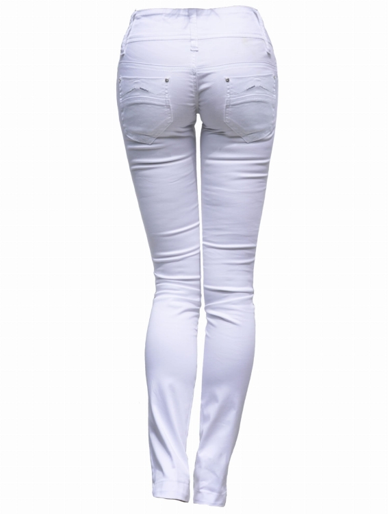 Spodnie Damskie Jeans Denim Białe Dopasowane Rurki Kobiece model TR-0355 na Wiosnę Lato Jesień w sklepie FASHIONAVENUE.PL