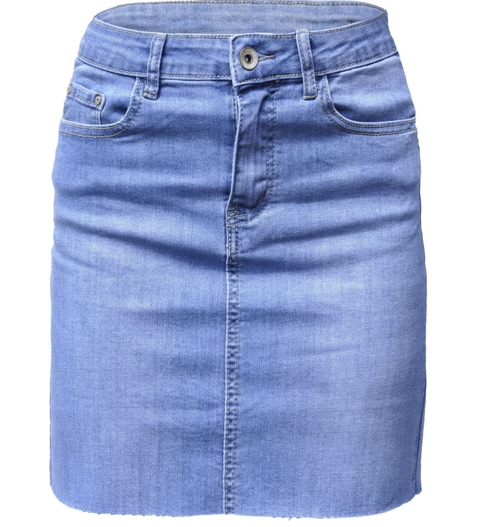 Modna Spódnica Mini Jeans Denim z Kieszeniami Wyjasniana Wiosna Lato Jesień model #E1157 Promocja w Sklepie FASHIONAVENUE.PL