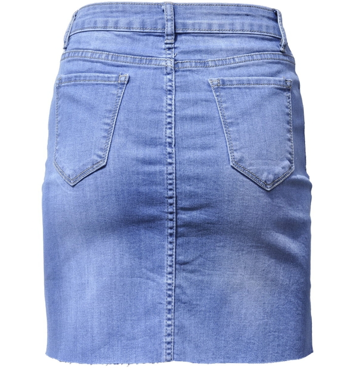Modna Spódnica Mini Jeans Denim z Kieszeniami Wyjasniana Wiosna Lato Jesień model #E1157 Promocja w Sklepie FASHIONAVENUE.PL