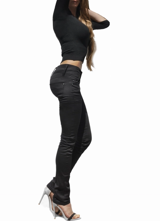 Spodnie Damskie Jeans Denim Czarne Dopasowane Rurki Kobiece model TR-0352 na Wiosnę Lato Jesień w sklepie FASHIONAVENUE.PL