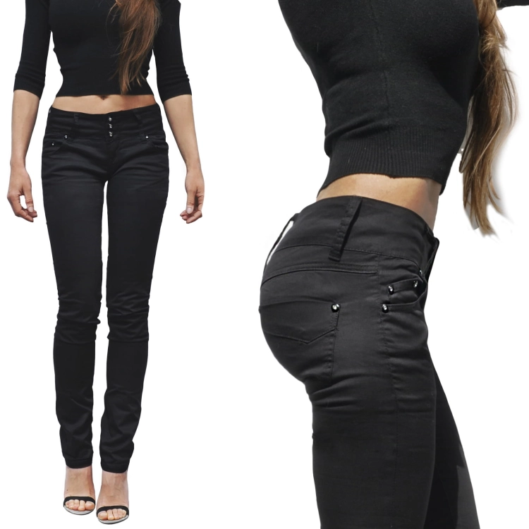 Spodnie Damskie Jeans Denim Czarne Dopasowane Rurki Kobiece model TR-0352 na Wiosnę Lato Jesień w sklepie FASHIONAVENUE.PL