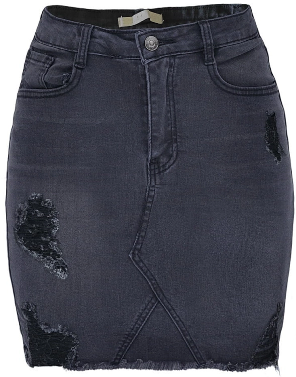 Modna Spódnica Jeansowa Jeans Denim z Przetarciami i Kieszeniami Strzępiona Wyjasniana Wiosna Lato Jesień model #JS666 Promocja w Sklepie FASHIONAVENUE.PL