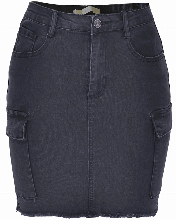 Modna Spódnica Jeansowa Jeans Denim Bojówka z Kieszeniami Cargo Strzępiona Wyjasniana Wiosna Lato Jesień model #JS720 Promocja w Sklepie FASHIONAVENUE.PL