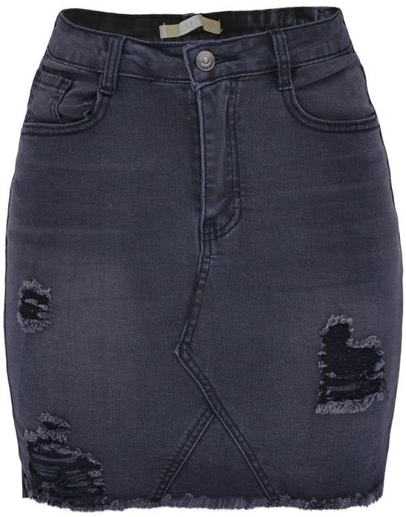 Modna Spódnica Jeansowa Jeans Denim z Przetarciami i Kieszeniami Strzępiona Wyjasniana Wiosna Lato Jesień model #JS661 Promocja w Sklepie FASHIONAVENUE.PL