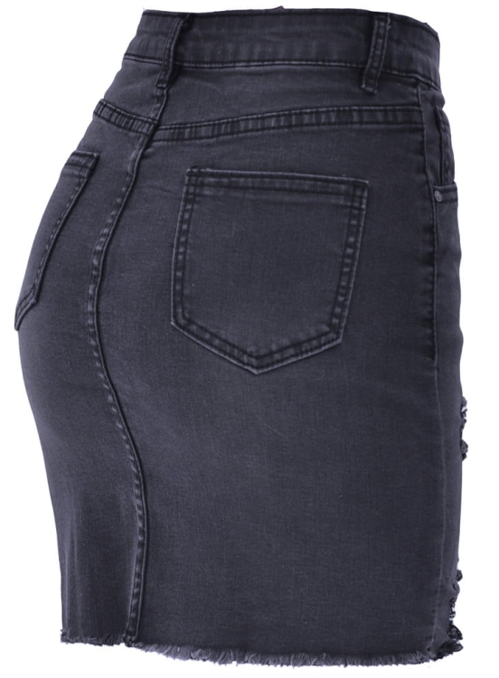 Modna Spódnica Jeansowa Jeans Denim z Przetarciami i Kieszeniami Strzępiona Wyjasniana Wiosna Lato Jesień model #JS661 Promocja w Sklepie FASHIONAVENUE.PL