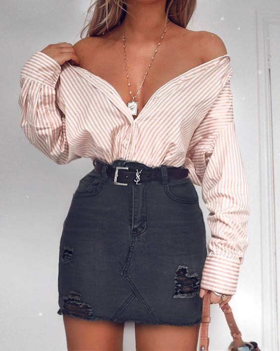 Modna Spódnica Jeansowa Jeans Denim z Przetarciami i Kieszeniami Strzępiona Wyjasniana Wiosna Lato Jesień model #JS666 Promocja w Sklepie FASHIONAVENUE.PL