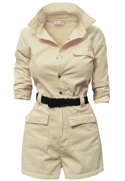 Modny Damski Kombinezon Jeansowy Krótkie Spodenki na Zatrzaski Wiosna Lato Jesień model #F12 sklep FASHIONAVENUE.PL Promocja