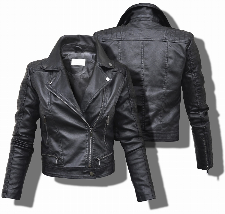 Modna Kurtka Damska Ramoneska Klasyczna Rockowa Zameczki Przeszycia Wiosna Jesień 2024  Nowy Model #HM38 Promocja w Sklepie FASHIONAVENUE.PL Moto Biker Jacket