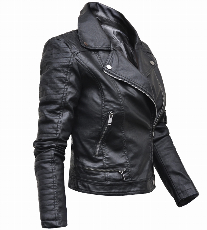 Modna Kurtka Damska Ramoneska Klasyczna Rockowa Zameczki Przeszycia Wiosna Jesień 2024  Nowy Model #HM38 Promocja w Sklepie FASHIONAVENUE.PL Moto Biker Jacket