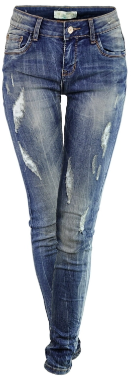 Spodnie Damskie Jeans Slim-Fit SKINNY Przecierane Dekatyzowane Stan Normalny model #S003 na Wiosnę Lato Jesień Zimę w sklepie FASHIONAVENUE.PL 