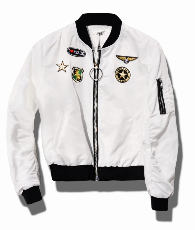 Modna Kurtka Damska Bomberka Bomber Jacket Naszywki Ściągacze Zamek Wiosna Jesień 2018 Nowy Model #123 Promocja w Sklepie FASHIONAVENUE.PL