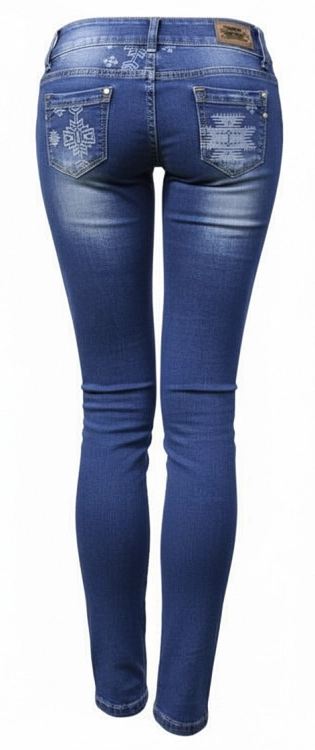 Spodnie Damskie Jeans Denim Wzory Azteckie RURKI Kobiece model #317 na Wiosnę Lato Jesień Zimę w sklepie FASHIONAVENUE.PL