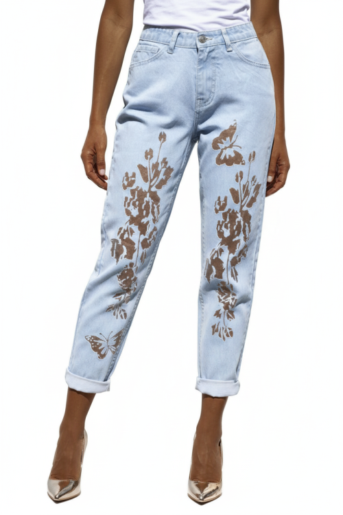 Modne Spodnie Damskie BOYFRIEND Jeans Denim Tiul Dziury Wysoki Stan  Wiosna Lato Jesień model LG199 FASHIONAVENUE.PL Promocja