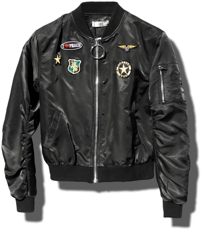 Modna Kurtka Damska Bomberka Bomber Jacket Naszywki Ściągacze Zamek Wiosna Jesień 2018 Nowy Model #123 Promocja w Sklepie FASHIONAVENUE.PL