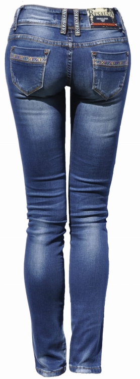 Spodnie Damskie Jeans Denim RURKI Kobiece lampasy w Azteckie Wzory model #435 na Wiosnę Lato Jesień Zimę w sklepie FASHIONAVENUE.PL