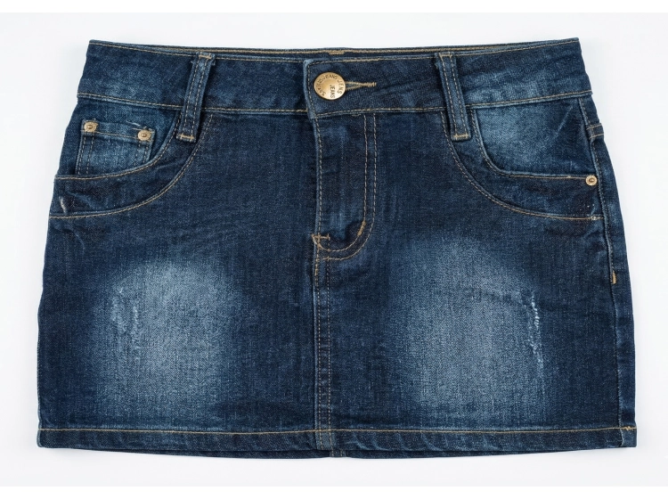 Jeansowa Spódnica Mini z Biżuteryjnym Detalem Denim #807 FASHIONAVENUE.PL