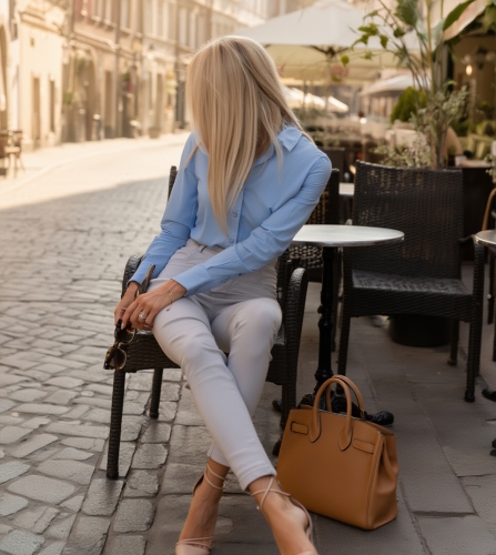 Spodnie Damskie Jeans Elastyczny Denim Szare Wysoki Stan z Falbaną Rurki Kobiece model #433 na Wiosnę Lato Jesień Zimę w sklepie FASHIONAVENUE.PL