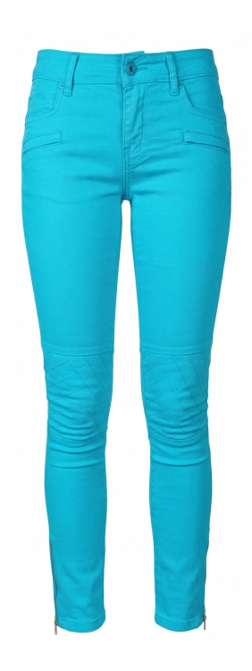 Jeansy Rurki Niebieskie z Przeszyciami Biker Style #B920-BL FASHIONAVENUE.PL