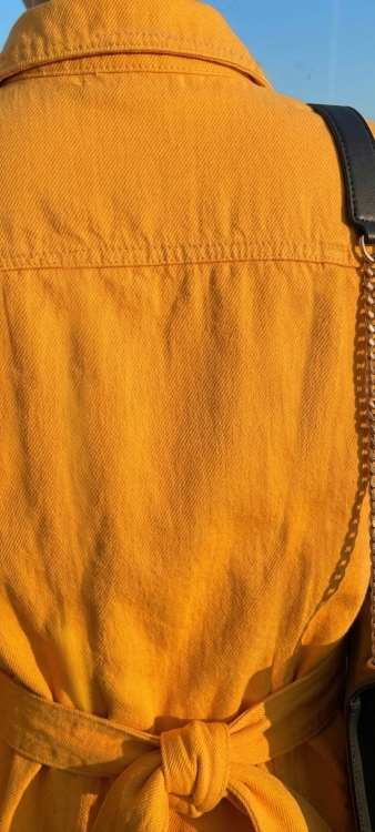 Bawełniana Kurtka Safari Orange Wiązana w Talii #JS781 FASHIONAVENUE.PL