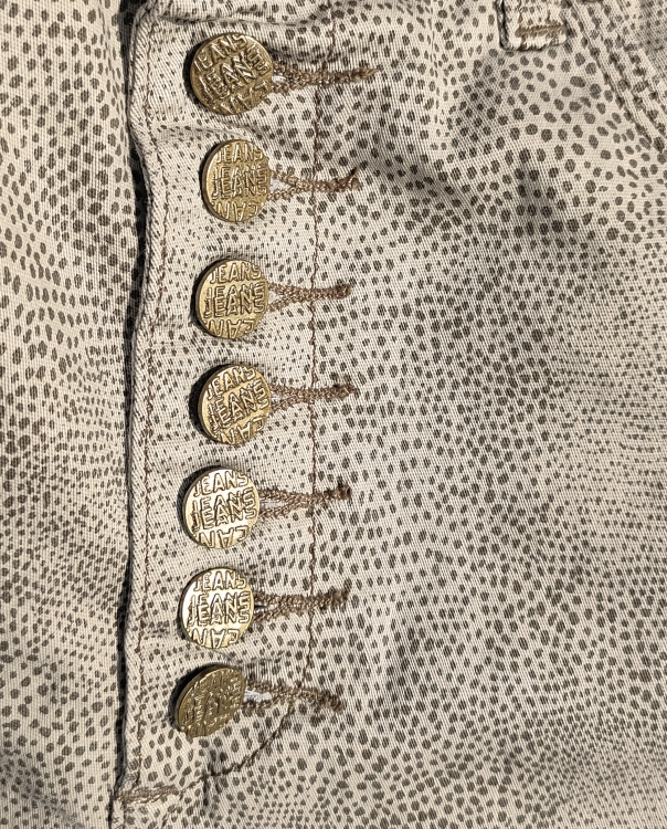 Eleganckie Jeansy Wysoki Stan Złote Guziki Snake #RE041 FASHIONAVENUE.PL