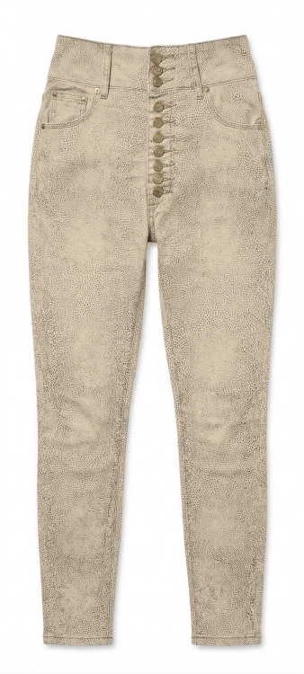 Eleganckie Jeansy Wysoki Stan Złote Guziki Snake #RE041 FASHIONAVENUE.PL