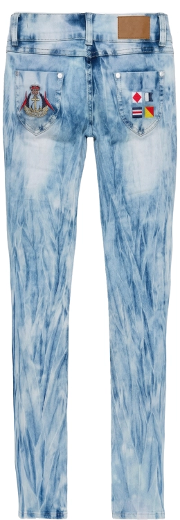 Jeansy Marmurki Damskie Haftowany Herb Kotwica Flagi #1061 FASHIONAVENUE.PL