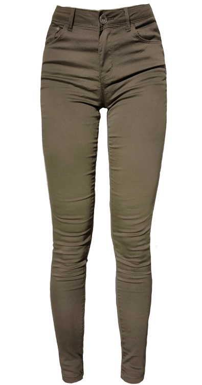 Spodnie Damskie Rurki Skiny Khaki Elastyczne Slim Fit #VF943-4