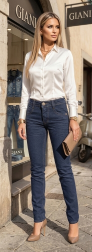 Klasyczne Jeansy Giani 5 Miękki Granatowy Denim #2042 FASHIONAVENUE.PL