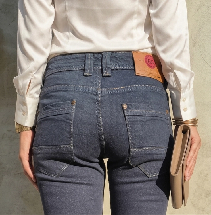 Klasyczne Jeansy Giani 5 Miękki Granatowy Denim #2042 FASHIONAVENUE.PL