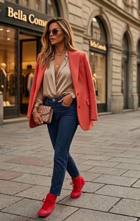 Klasyczne Czerwone Trampki Tenisówki Wysokie Materiałowe z Wywietrznikam Wiązane FASHIONAVENUE.PL