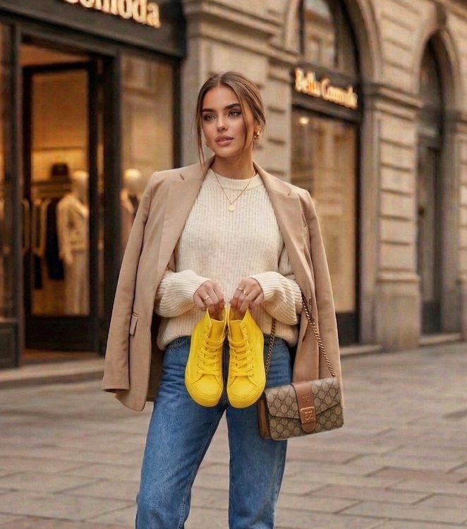 Klasyczne Żółte Trampki Tenisówki Wysokie Materiałowe z Wywietrznikam Wiązane FASHIONAVENUE.PL